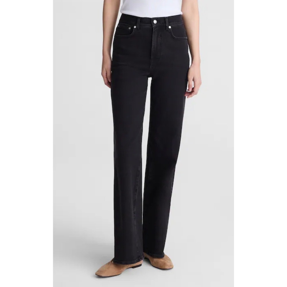 Madewell Womens Black High Rise Full Length Wide Leg Jeans Stretch 29 Tall New